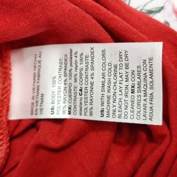 White House Black Market V-Neck Popover Top Blouse Red - Picture 12 of 12